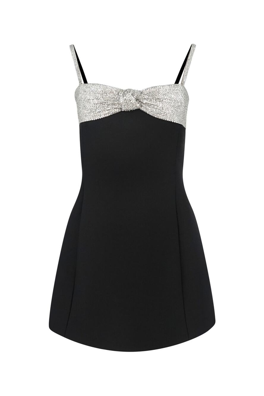 Valentino by Pierpaolo Piccioli FW24 Crystal Bow Crepe Couture Mini Dress